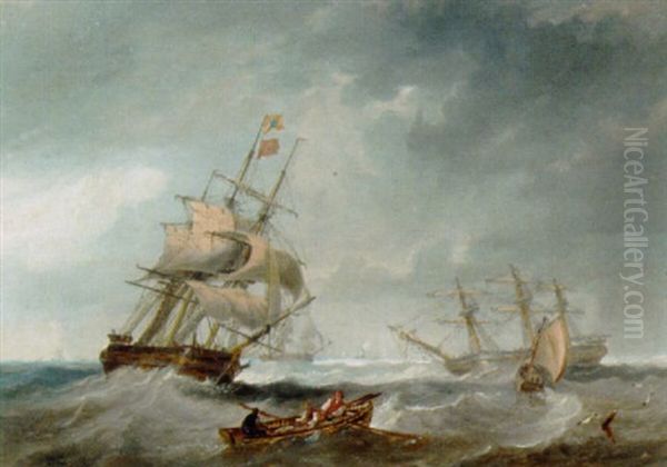 Merchantmen In Stormy Seas - view 1