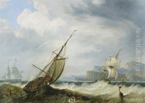 Segelschiffe Auf Sturmischer See by John Wilson Carmichael