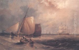 Fishermen At Sea by John Wilson Carmichael