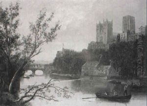 Durham Castle From The Wear by John Wilson Carmichael