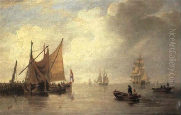 Dutch Barges Unloading At A Jetty - view 1