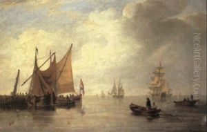 Dutch Barges Unloading At A Jetty