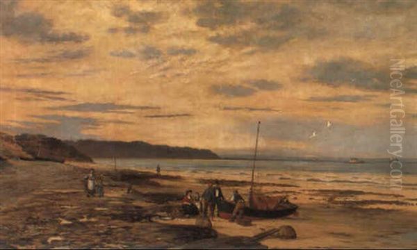 Kystparti Med Fiskere Pa Stranden - view 1
