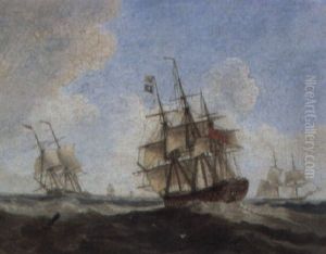 A Ship-of-the-line Approaching Other Shipping by John Wilson Carmichael