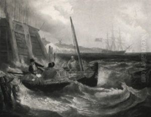 Small Boat With Figures Victualling A British Man Of War