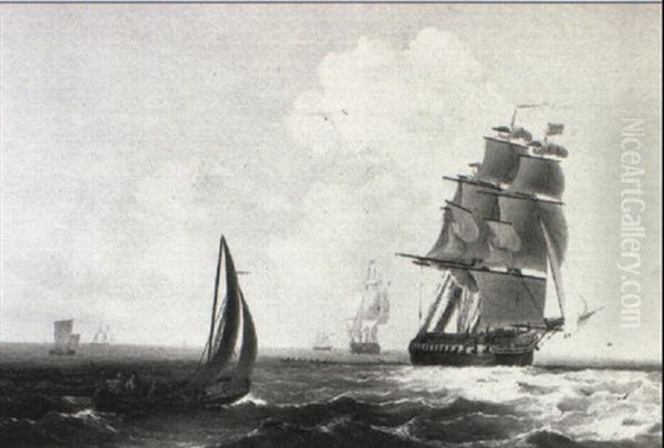 A Man-o'-war And Other Shipping In An Estuary - view 1