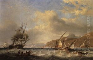 Man Of War And Other Shipping Off A Mediterranean Harbour Wall Man Of War And Other Shipping Off A Mediterranean Harbour Wall