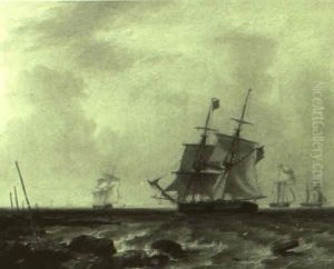 Setting Sail Off The Coast by John Wilson Carmichael