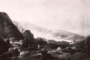 Figures On A Path In A Mountainous Landscape by John Wilson Carmichael