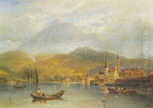 Lake Of Lucerne, Monte Pilatus In The Distance by John Wilson Carmichael