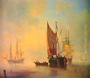 Shipping At Anchor by John Wilson Carmichael
