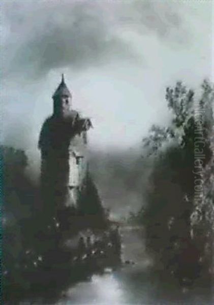 An Old Windmill By Moonlight - view 1