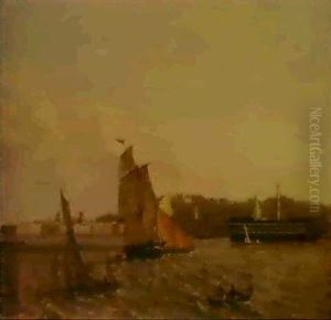 A View Of Greenwich From Across The River With The Hospital, The Observatory And The Hospital Ship-dreadnought by John Wilson Carmichael