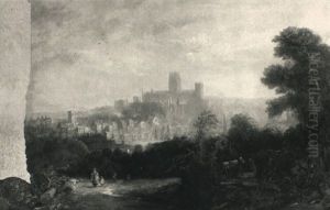 A View Of Durham With The Cathedral by John Wilson Carmichael