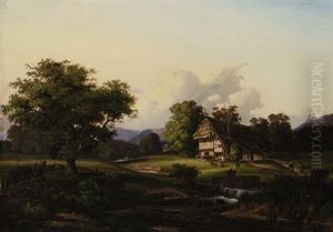Landschaft Mit Bauernhof Und Weidendem Vieh by Dedo Carmiencke
