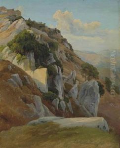 Paysage Rocheux A Civitella Del Tronto by Johann Hermann Carmiencke