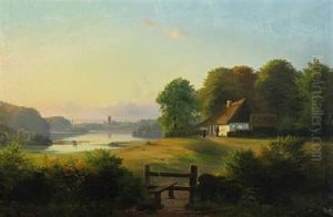 A Farm By The Fiord On A Sunny Morning by Johann Hermann Carmiencke