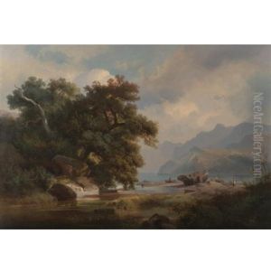 Net Menders Along The Hudson by Johann Hermann Carmiencke