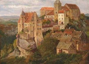 Hohenstein I Sachsen. Eftermiddagsbelysning Med Regnveir