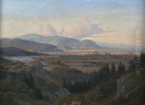 Weiter Blick Uber Die Wachau Und Donau Sowie Einer Stadt Und Auf Die Berge