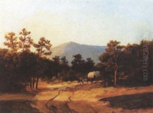 Skovslette Med Hestevogn, I Baggrunden Bjerge by Johann Hermann Carmiencke