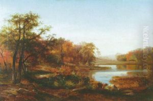 River Landscape In Autumn by Johann Hermann Carmiencke