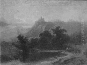 Italian Landscape With Figures by Johann Hermann Carmiencke