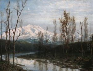 Winterabend In Einem Tal In Den Italienischen Alpen. Holzfaller Und Reisigsammler Auf Dem Heimweg