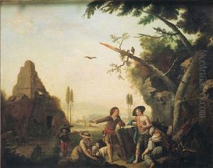 Paisaje Imaginario Con Familia De Pastores Y Otras Figuras Paisaje Imaginario Con Familia De Pastores Y Otras Figuras