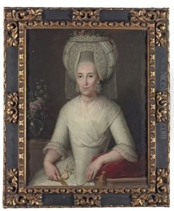 Portrait Of A Lady In Lace Head-dress With Flowers by Antonio Carnicero Y Mancio