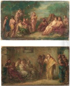 Scene Storiche (bozzetti; Pair) by Giovanni Carnovali