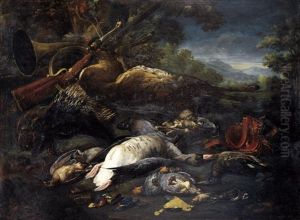 Nature Morte Aux Trophees De Chasse Et Porc-epic by Baldassare De Caro