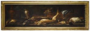 A Still Life Of Game On A Stone Surface by Baldassare De Caro