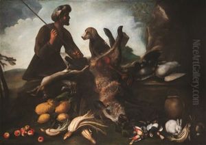 Natura Morta Con Cinghiale, Frutta, Ortaggi E Cacciatore