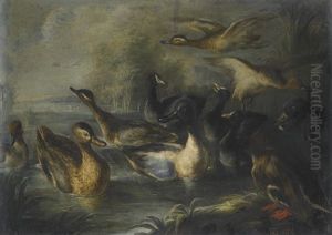 River Landscape With Ducks River Landscape With Ducks