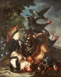 Renard Attaquant Des Coqs by Baldassare De Caro