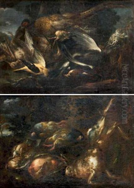 Nature Morte Au Canard, Perdrix Et Lievre (+ Nature Morte Au Faisan Et Volatiles; Pair) - view 1