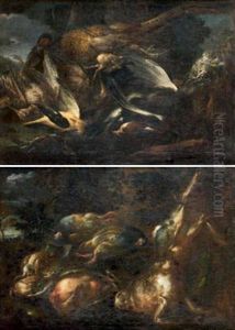 Nature Morte Au Canard, Perdrix Et Lievre (+ Nature Morte Au Faisan Et Volatiles; Pair)