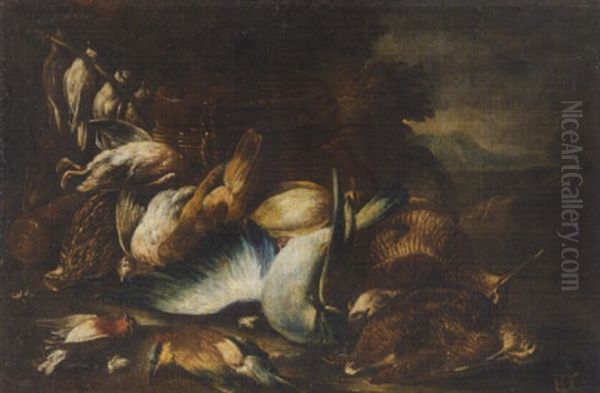 A Still Life Of Woodcock And Other Birds In A Landscape - view 1
