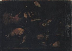 Upupa, Pavoncella, Pettirosso E Altri Uccelli Su Un Piano Di Pietra by Baldassare De Caro