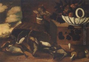 Nature Morte A La Coupe De Fruits Et Gribier by Baldassare De Caro