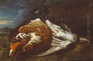 Dead Birds In A Landscape by Baldassare De Caro