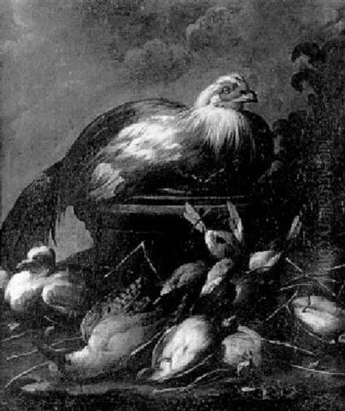 Nature Morte Au Coq Et Oiseaux Sauvages - view 1