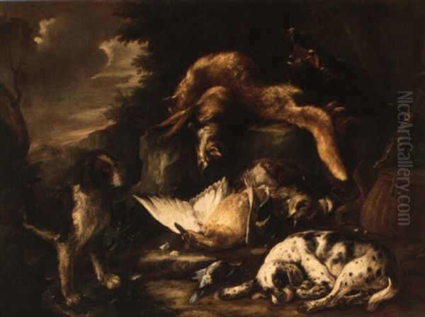 Landscape With Hound By Dead Game, A Hunting Bag And A Gun - view 1