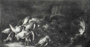 Still Life With Serpent, Snail, Frog And Fowl In Basket