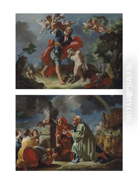 Abraham And Isaac And Noah's Sacrifice (a Pair) - view 1