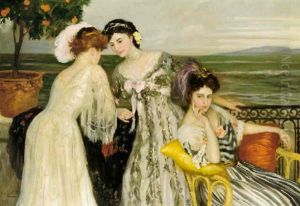 Sur La Terrasse Au Bord De La Mer by Henry Caro-Delvaille