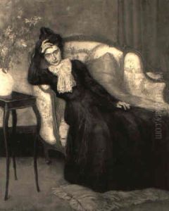 An Elegant Lady In An Interior by Henry Caro-Delvaille