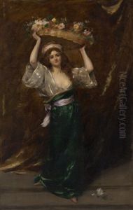 Lady With Flower Basket by Charles Emile Auguste Carolus-Duran