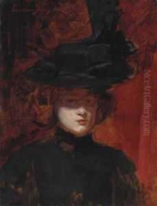 Portrait Of A Woman In A Black Dress And Hat